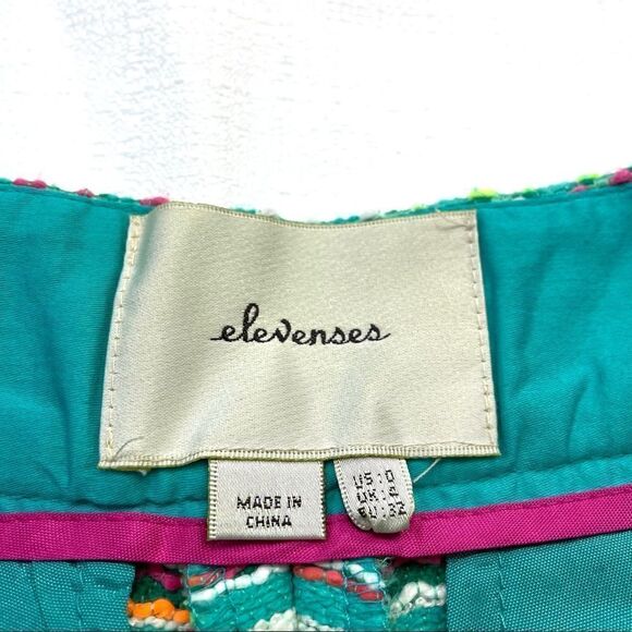 Anthropologie Elevenses Costa Aztec Embroidered shorts 0 Green - Picture 9 of 16